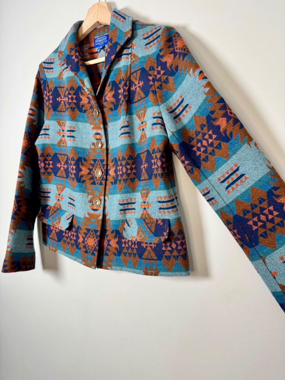 Pendleton Women’s Lowell Wool Southwestern Inspired Turquoise Jacket Sz Small - Picture 8 of 10